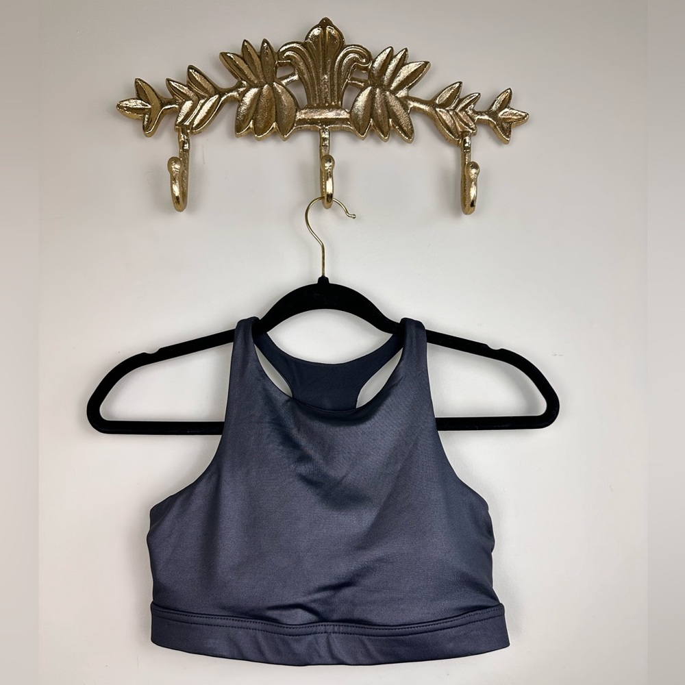 90 Degrees By Reflex Black Shimmer Racerback Sports Bra Size S